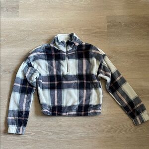 Pink Rose fleece crop zip up